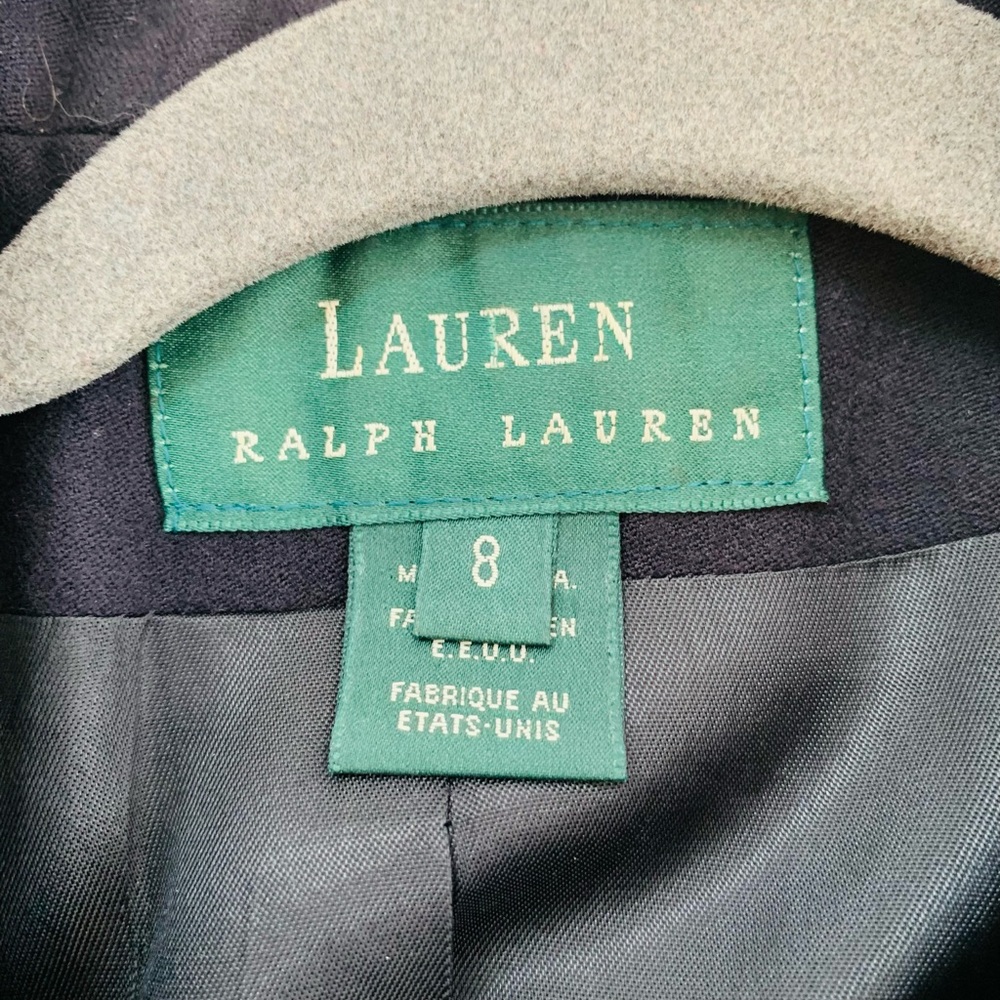 Vintage Lauren Ralph Lauren Navy Wool Crested Blazer Pocket Patch Size 8 - Picture 3 of 10
